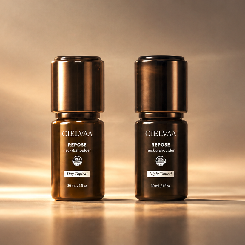 Repose for Neck & Shoulder · Day & Night Topical Set